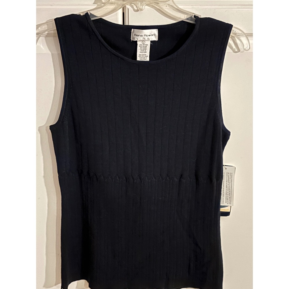 Rena Rowan Black‎ Ribbed Knit Sleeveless Tank Top L